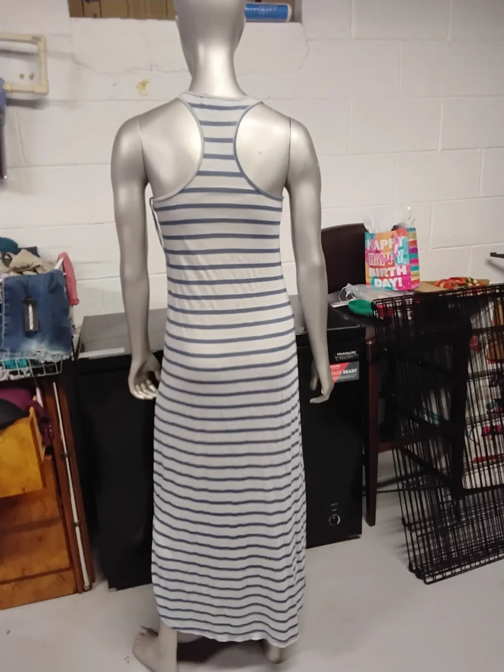 Free Peopel Beach Striped Blue and White Maxi Tank Dress